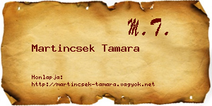 Martincsek Tamara névjegykártya